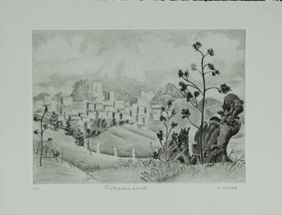 Camille COMBE : Pietrabbondante, Gravure originale signée