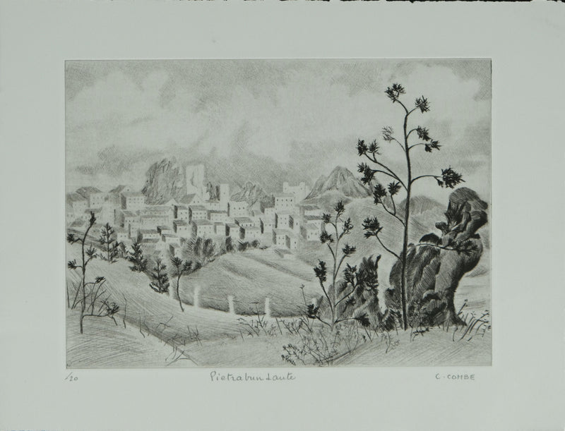 Camille COMBE : Pietrabbondante, Gravure originale signée
