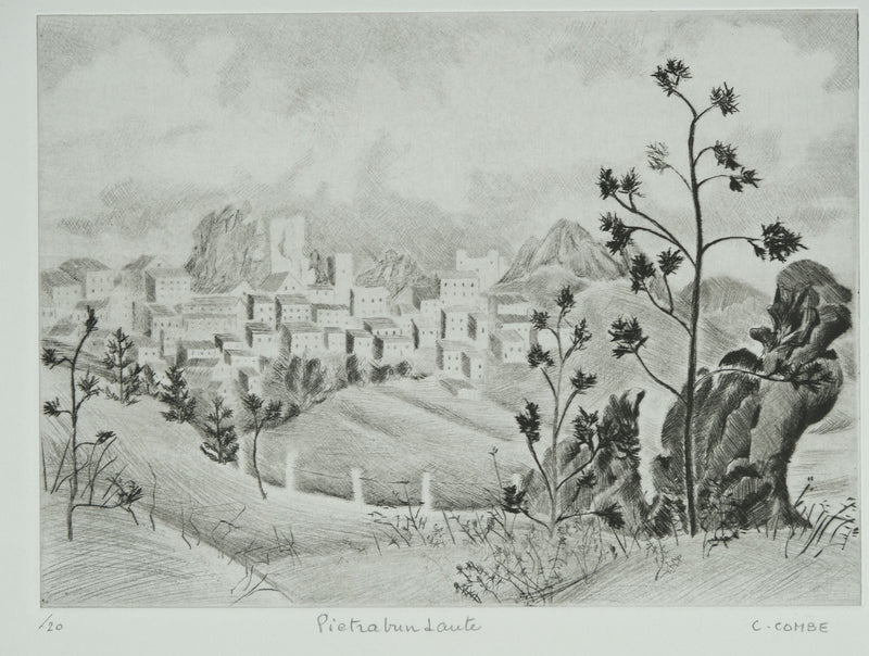 Camille COMBE : Pietrabbondante, Gravure originale signée