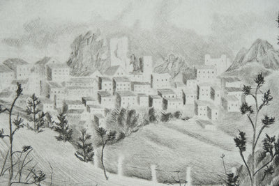 Camille COMBE : Pietrabbondante, Gravure originale signée