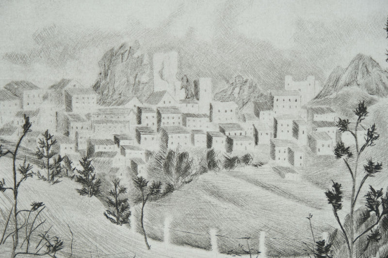 Camille COMBE : Pietrabbondante, Gravure originale signée