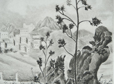 Camille COMBE : Pietrabbondante, Gravure originale signée