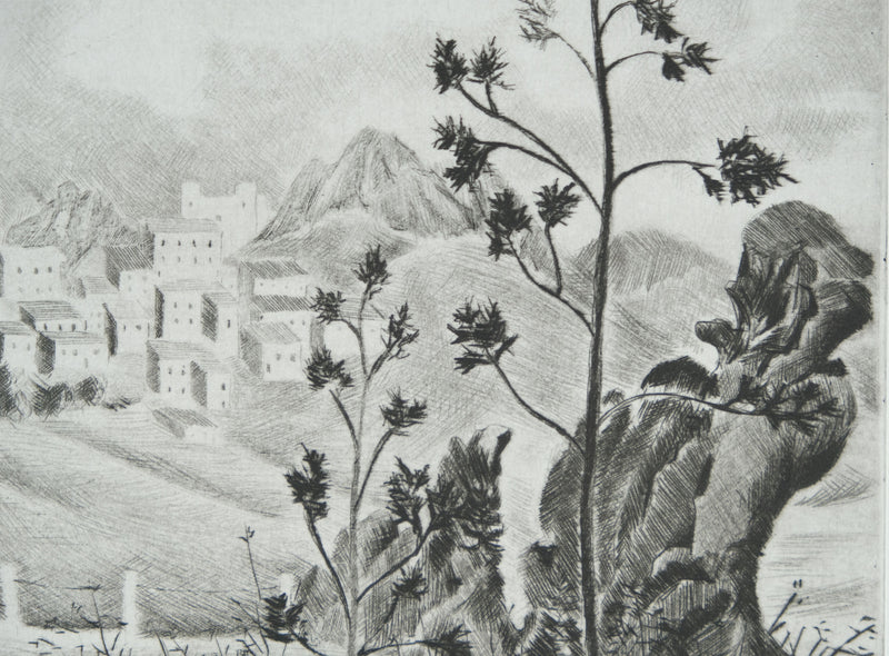 Camille COMBE : Pietrabbondante, Gravure originale signée
