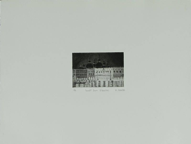 Camille COMBE : Nuit sur Venise, Gravure originale signée