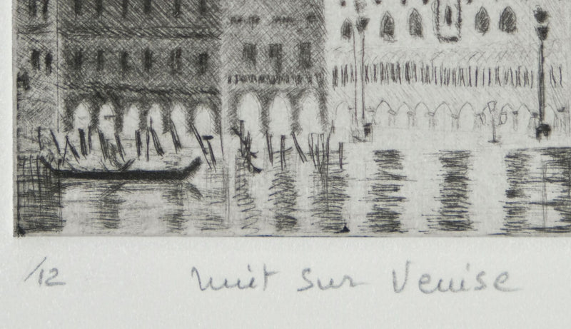 Camille COMBE : Nuit sur Venise, Gravure originale signée