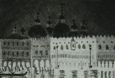 Camille COMBE : Nuit sur Venise, Gravure originale signée