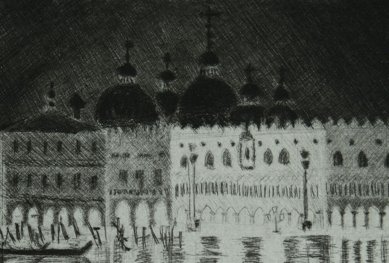 Camille COMBE : Nuit sur Venise, Gravure originale signée