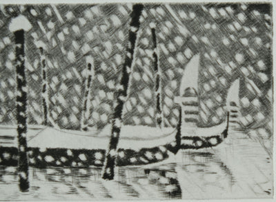 Camille COMBE : Venise à travers les flocons de neige, Gravure originale signée