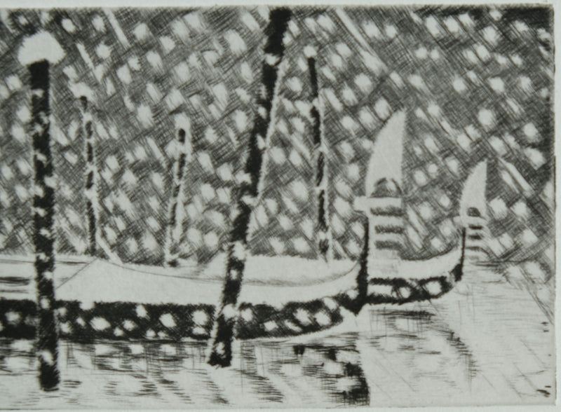 Camille COMBE : Venise à travers les flocons de neige, Gravure originale signée