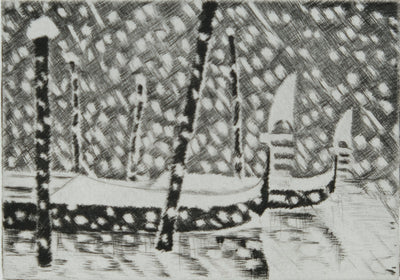 Camille COMBE : Venise à travers les flocons de neige, Gravure originale signée