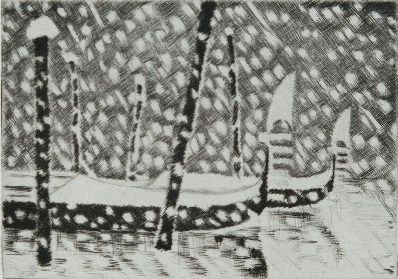 Camille COMBE : Venise à travers les flocons de neige, Gravure originale signée