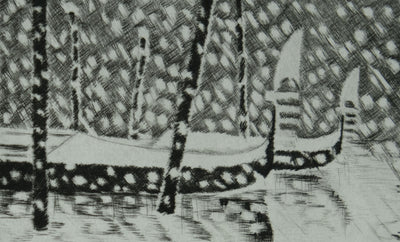 Camille COMBE : Venise à travers les flocons de neige, Gravure originale signée