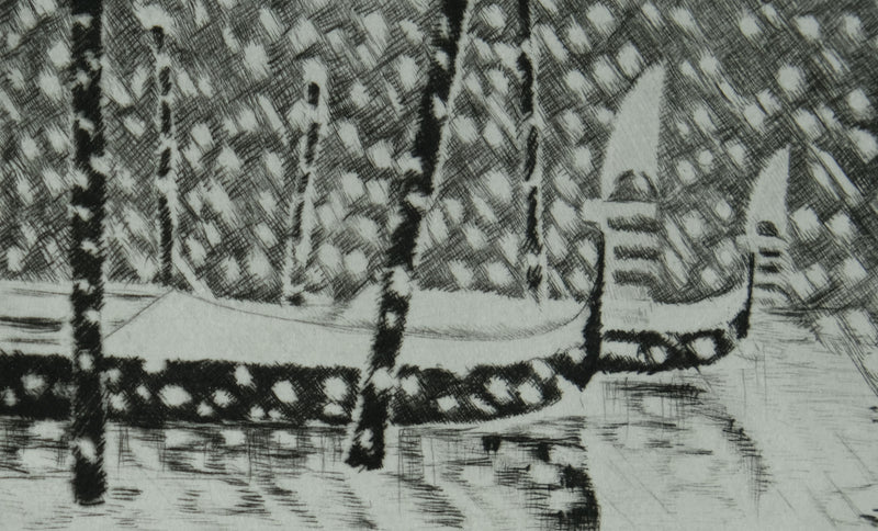 Camille COMBE : Venise à travers les flocons de neige, Gravure originale signée