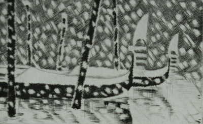Camille COMBE : Venise à travers les flocons de neige, Gravure originale signée