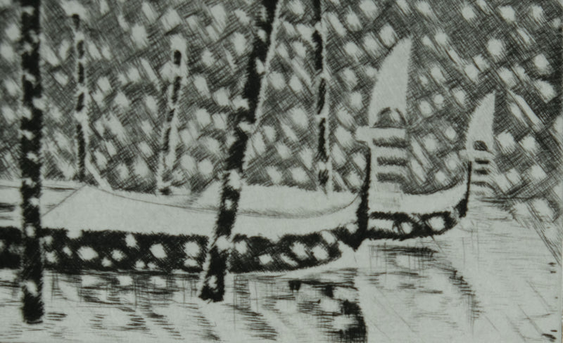 Camille COMBE : Venise à travers les flocons de neige, Gravure originale signée