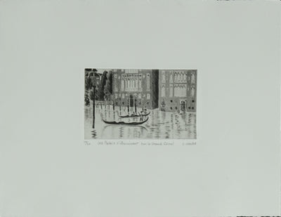 Camille COMBE : Venise, Les Palais s'illuminent sur le Grand Canal, Gravure originale signée