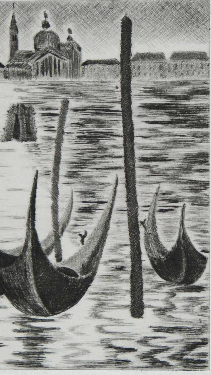 Camille COMBE : Venise, Levée du jour sur la lagune, Gravure originale signée
