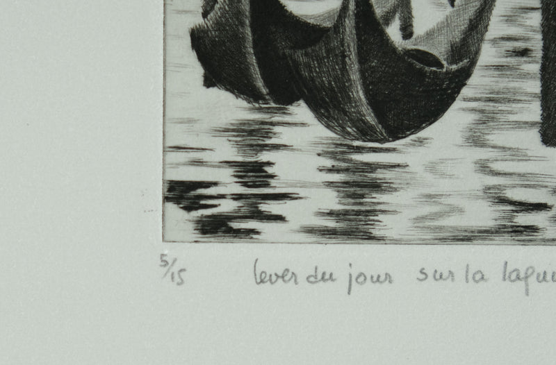 Camille COMBE : Venise, Levée du jour sur la lagune, Gravure originale signée