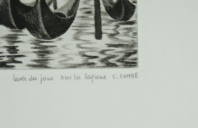 Camille COMBE : Venise, Levée du jour sur la lagune, Gravure originale signée
