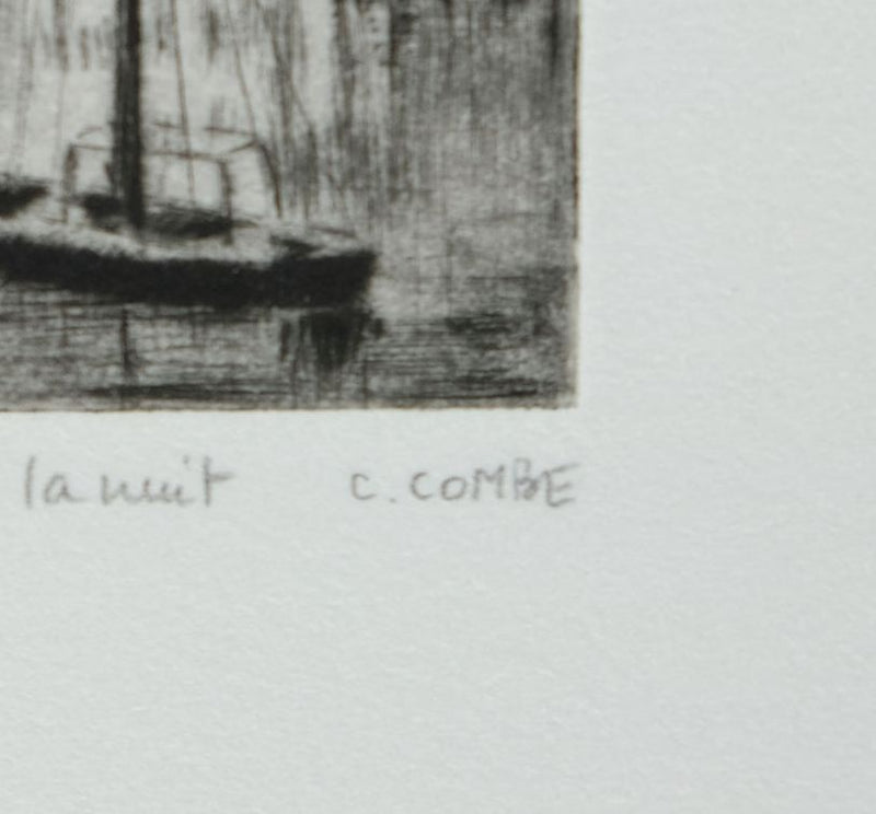 Camille COMBE : Venise, San Giorgio dans la nuit, Gravure originale signée
