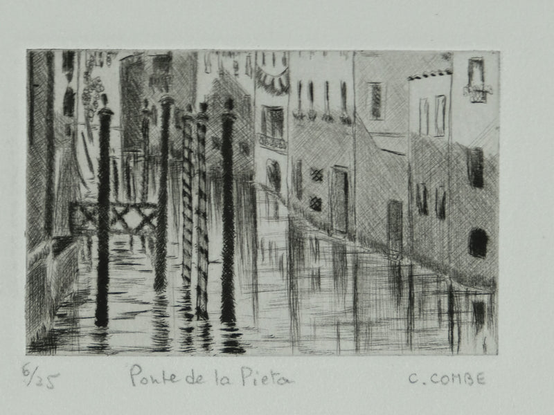 Camille COMBE : Venise, Porte de la Pieta, Gravure originale signée