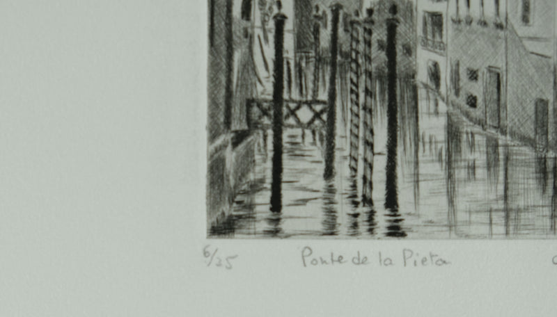 Camille COMBE : Venise, Porte de la Pieta, Gravure originale signée