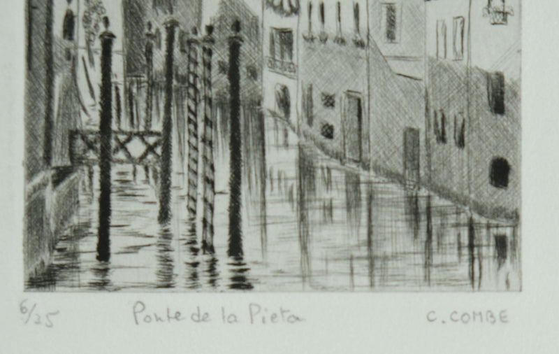 Camille COMBE : Venise, Porte de la Pieta, Gravure originale signée