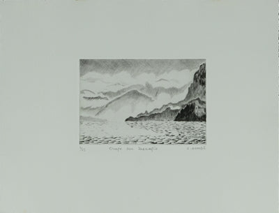 Camille COMBE : Orage sur Menaggio, Gravure originale signée