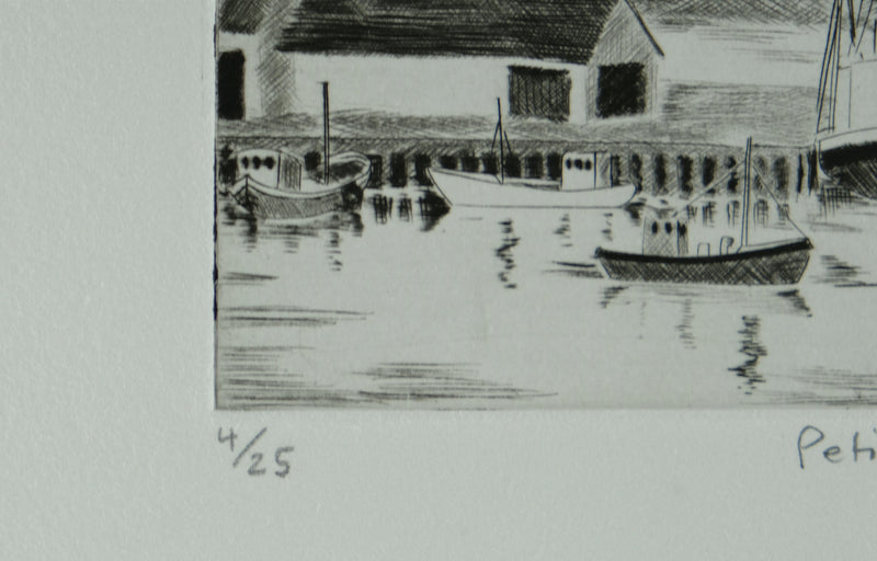Camille COMBE : Petit port islandais, Gravure originale signée