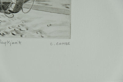Camille COMBE : Dans le port de Reykjavik, Gravure originale signée