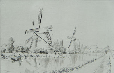 Camille COMBE : Sur les bords du Leck, Gravure originale signée