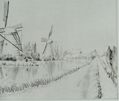 Camille COMBE : Sur les bords du Leck, Gravure originale signée