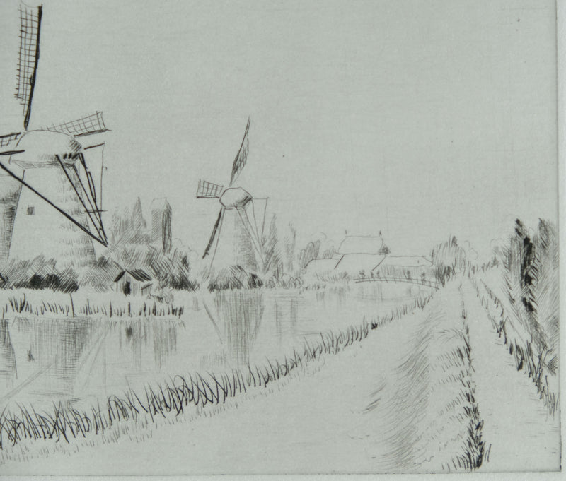 Camille COMBE : Sur les bords du Leck, Gravure originale signée