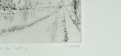 Camille COMBE : Sur les bords du Leck, Gravure originale signée