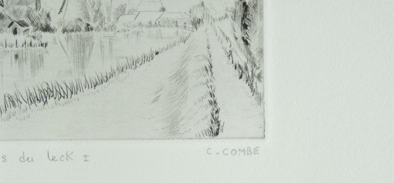 Camille COMBE : Sur les bords du Leck, Gravure originale signée
