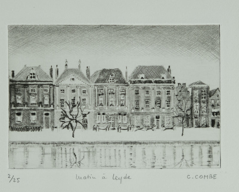 Camille COMBE : Matin à Leyde, Gravure originale signée