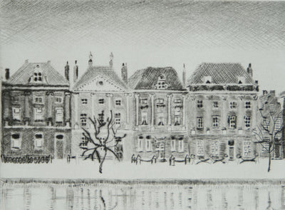Camille COMBE : Matin à Leyde, Gravure originale signée