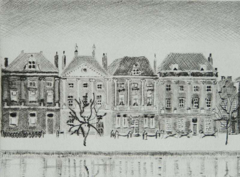 Camille COMBE : Matin à Leyde, Gravure originale signée