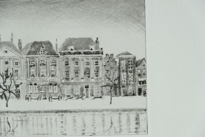 Camille COMBE : Matin à Leyde, Gravure originale signée