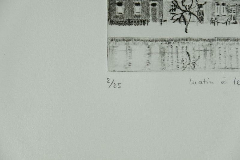 Camille COMBE : Matin à Leyde, Gravure originale signée