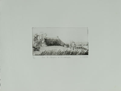 Camille COMBE : Sur le chemin d'Hindeloopen, Gravure originale signée