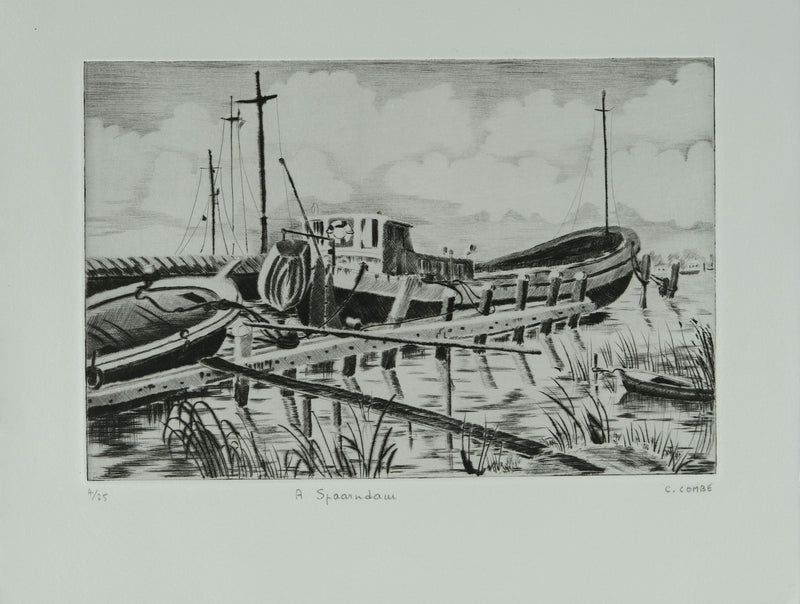 Camille COMBE : A Spaarndam, Gravure originale signée