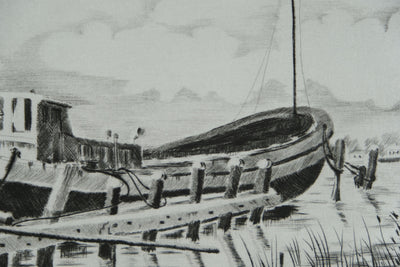 Camille COMBE : A Spaarndam, Gravure originale signée