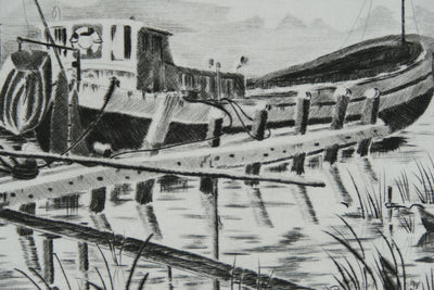 Camille COMBE : A Spaarndam, Gravure originale signée