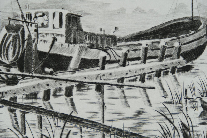 Camille COMBE : A Spaarndam, Gravure originale signée