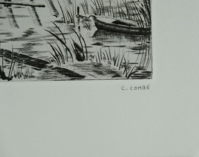 Camille COMBE : A Spaarndam, Gravure originale signée