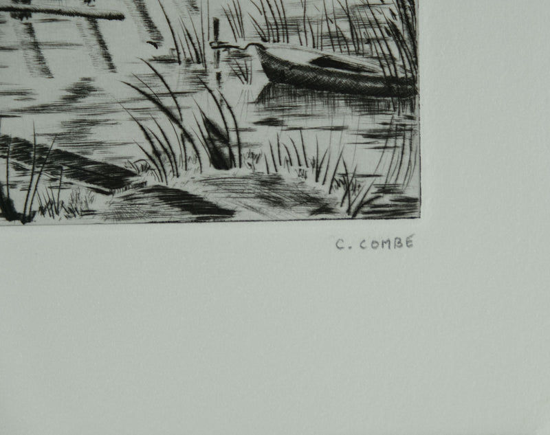 Camille COMBE : A Spaarndam, Gravure originale signée