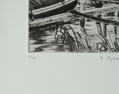 Camille COMBE : A Spaarndam, Gravure originale signée