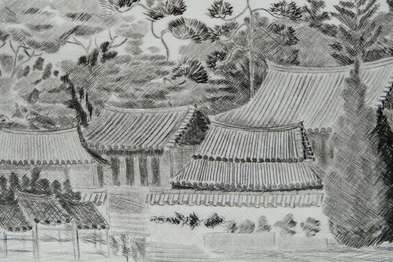 Camille COMBE : Rythmes coréens, Gravure originale signée