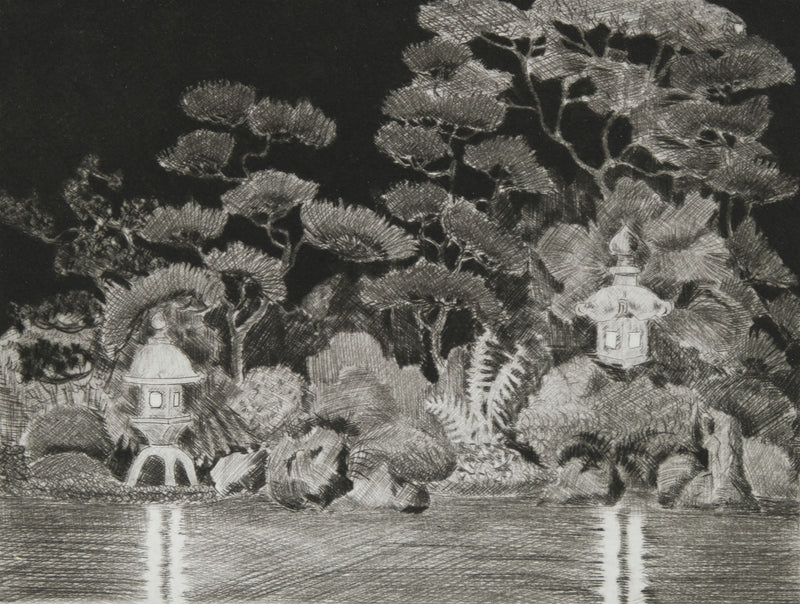 Camille COMBE : Nocturne japonaise, Gravure originale signée